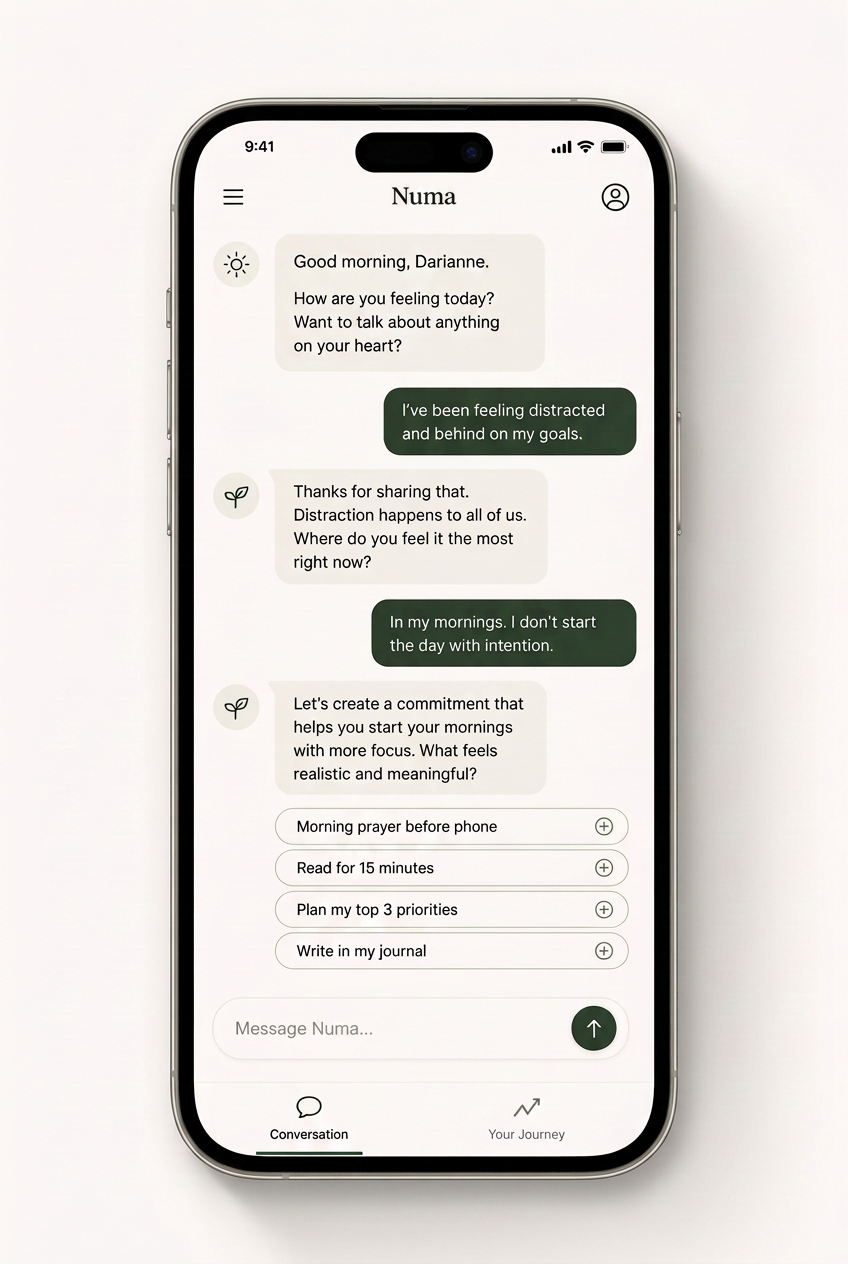 Numa conversation interface on iPhone